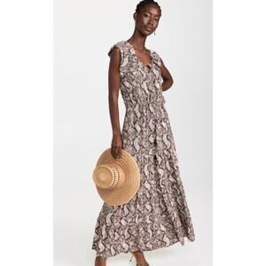 New Figue Gianna Dress Maxi Long Python Snake Ruffle Animal Print Small